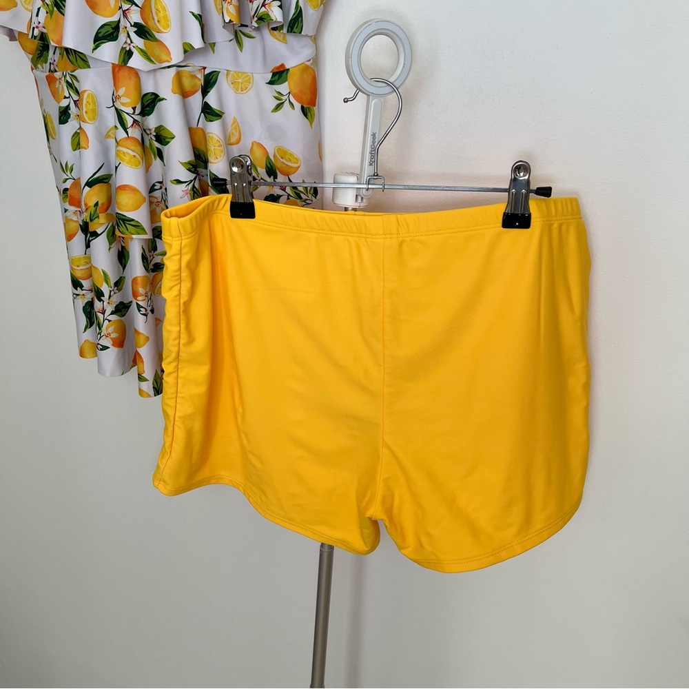 Swimsuit Lemon Print Tankini with Yellow Shorts Summer, Ruffles, Adjustable - Picture 4 of 14